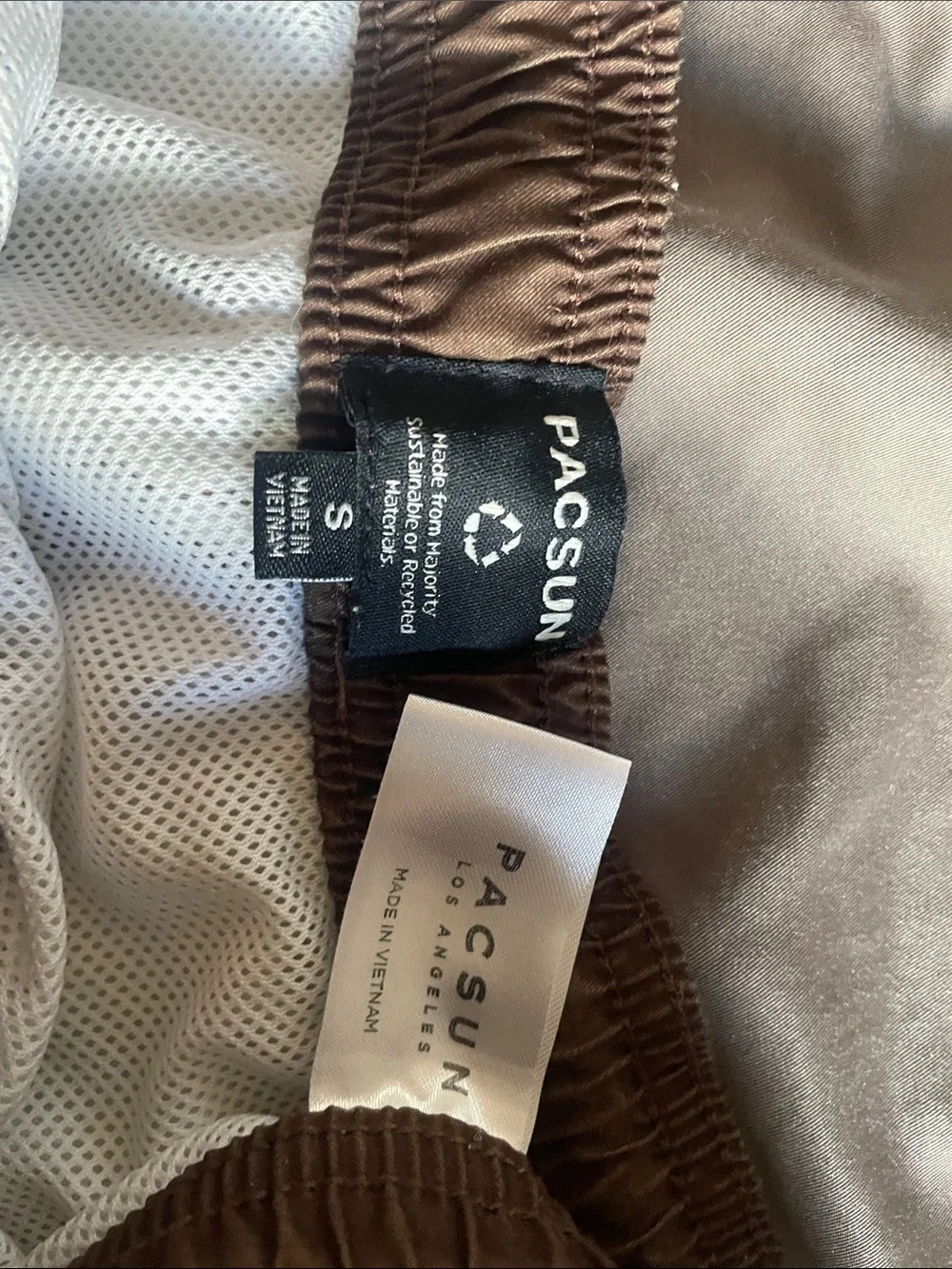 PacSun Brown Graphic Drawstring Swim Trunks limited edition.